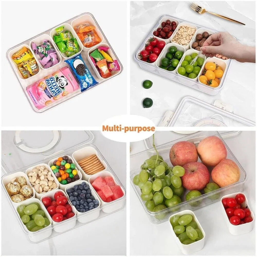 Snackle Box Charcuterie Container 2 Pack Divided Serving‎ Tray with Lid Storage